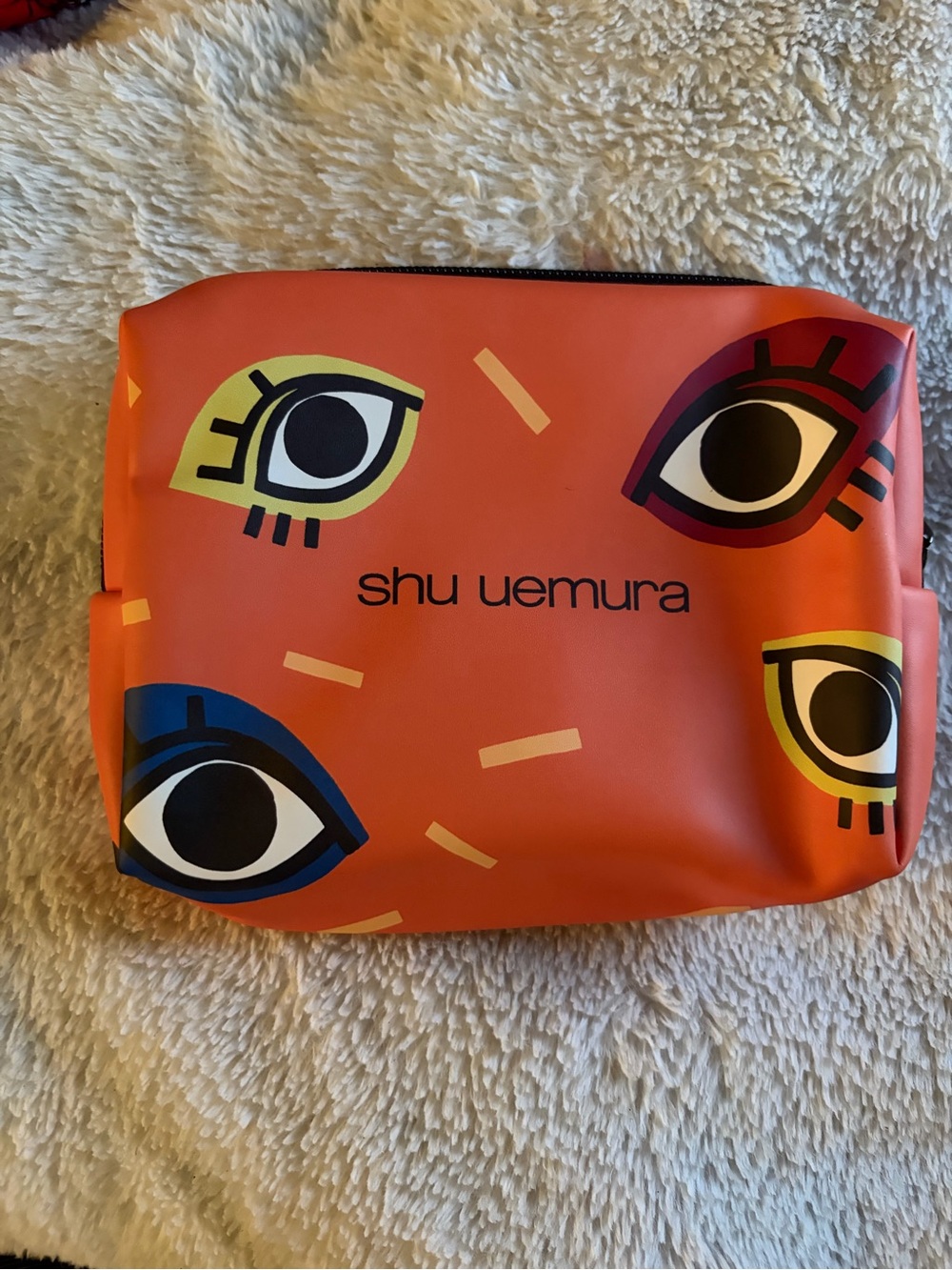 Shu Uemura Orange Cosmetic Pouch with Multicolor Eye Motif